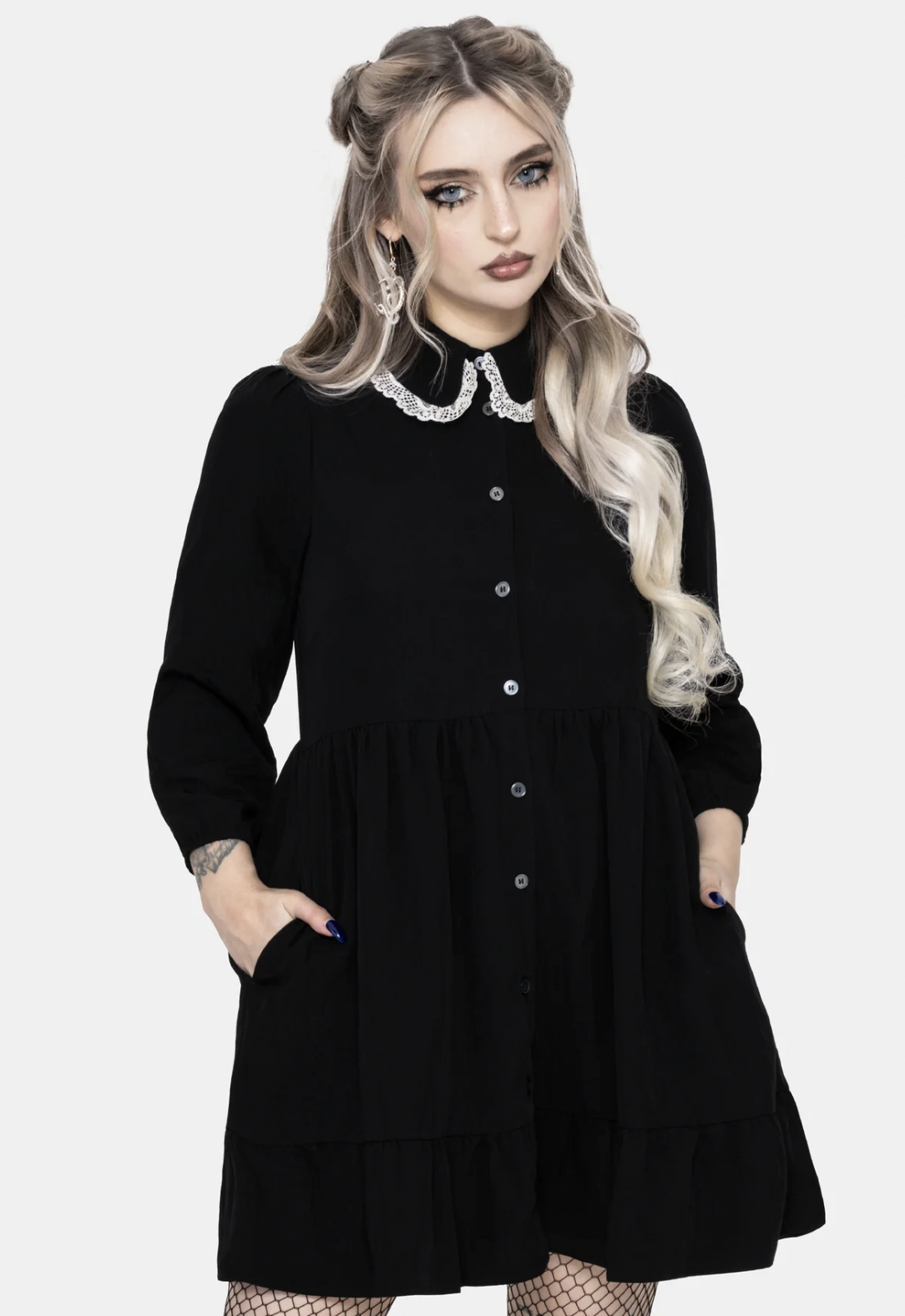 Disturbia Salem Collar Mini Smock Dress