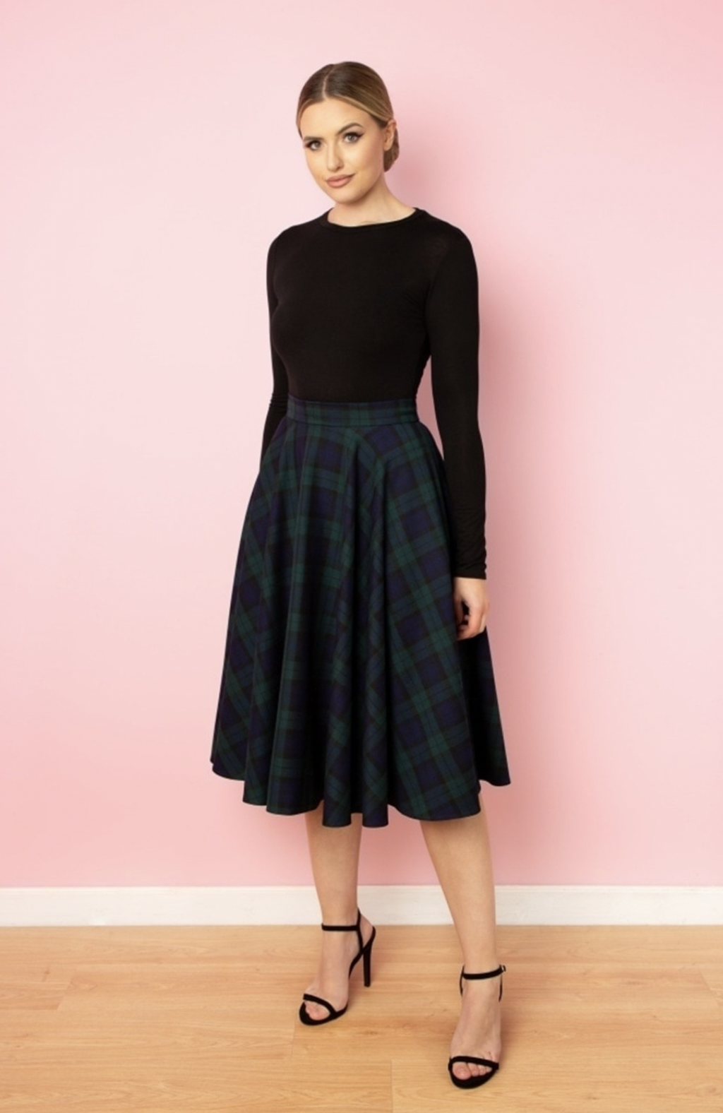 The Pretty Dress Company Tartan Circle Midi Skirt
