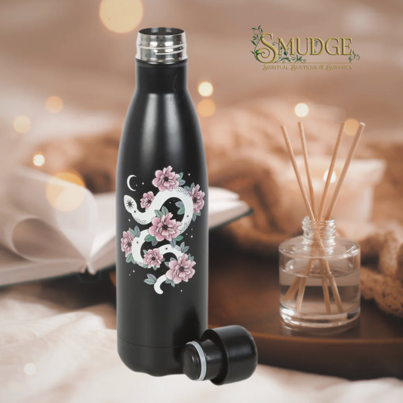 Smudge Boutique Serpentine Floral Snake Metal Water Bottle