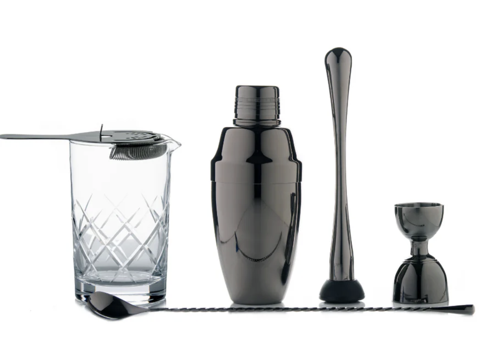 BYOB Cocktail Emporium Deluxe Gunmetal Bar Tools Set