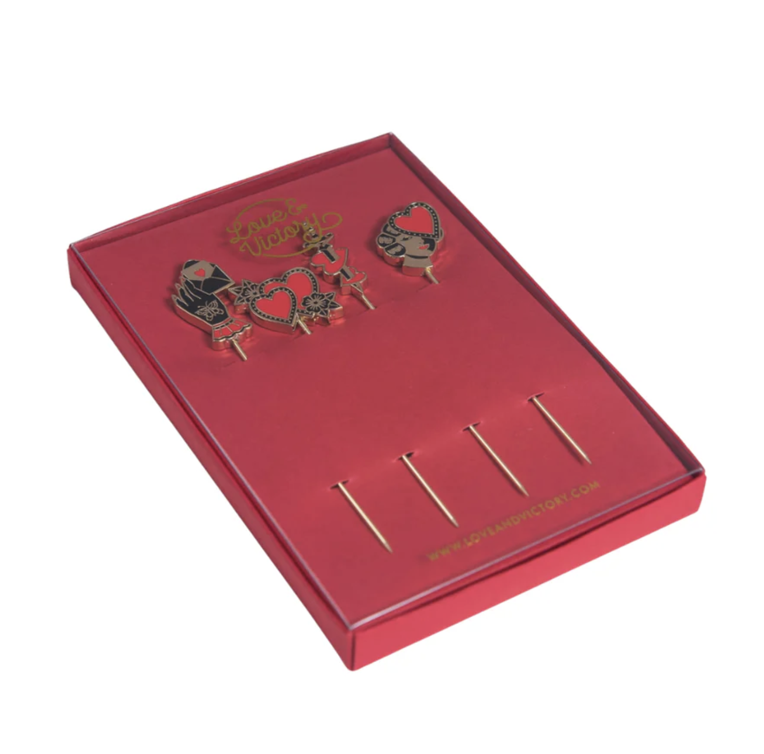 BYOB Cocktail Emporium Tattoo Heart Cocktail Pins (set of 4)