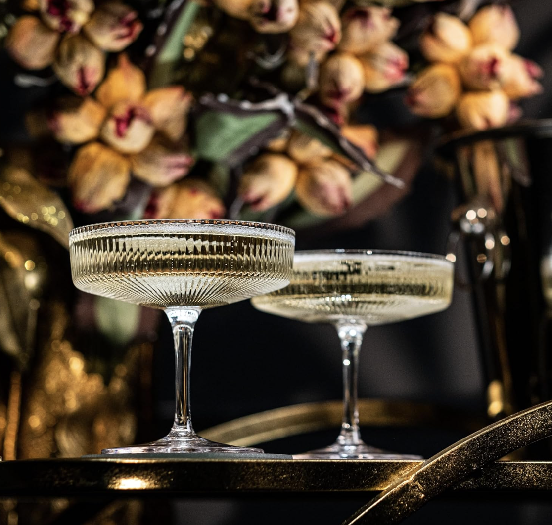 GLASSIQUE CADEAU (via Amazon) Vintage Art Deco Ribbed Coupe Glasses