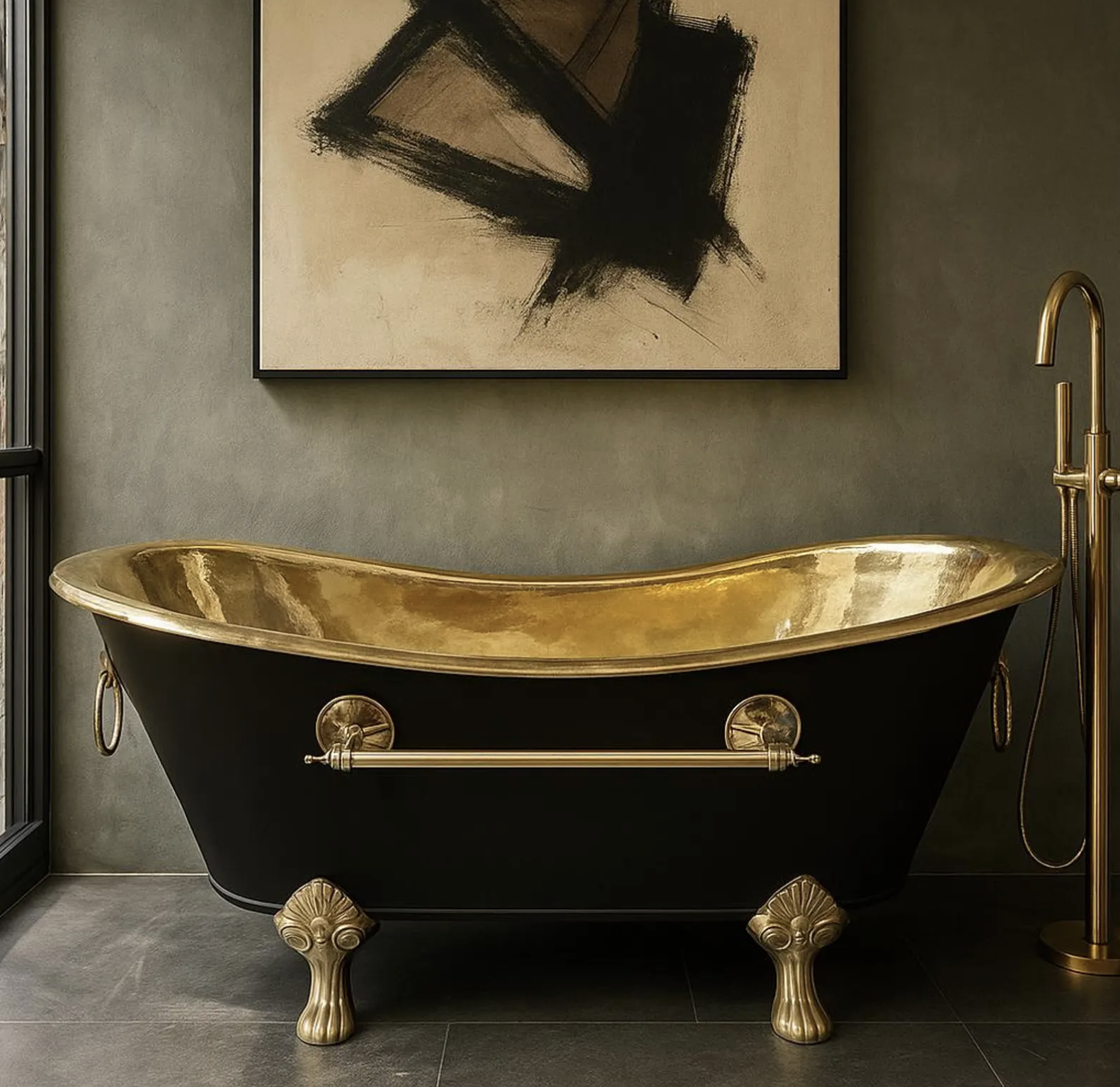 Brassry (via Etsy) Handcrafted Gold Brass Clawfoot Bathtub