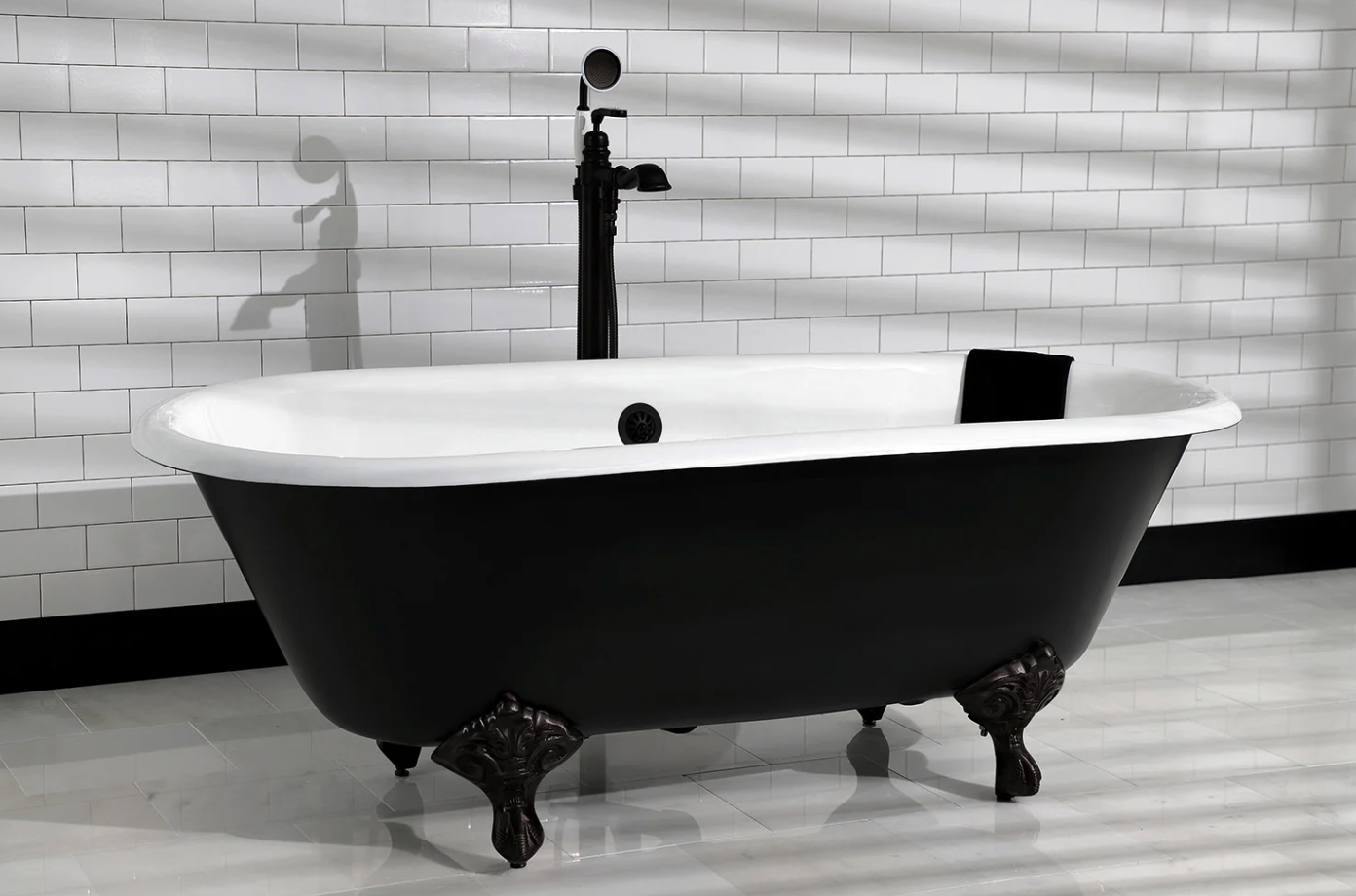 Kingston Heirloom VBTND663013NB0 - Aqua Eden 66-Inch Cast Iron Oval Double Ended Clawfoot Tub