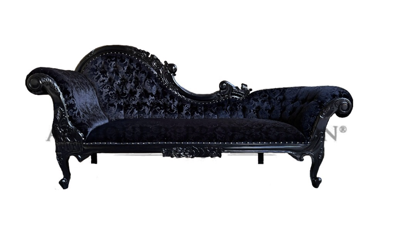 Antique Reproduction Shop French Provincial Chaise Lounge Black Mozart