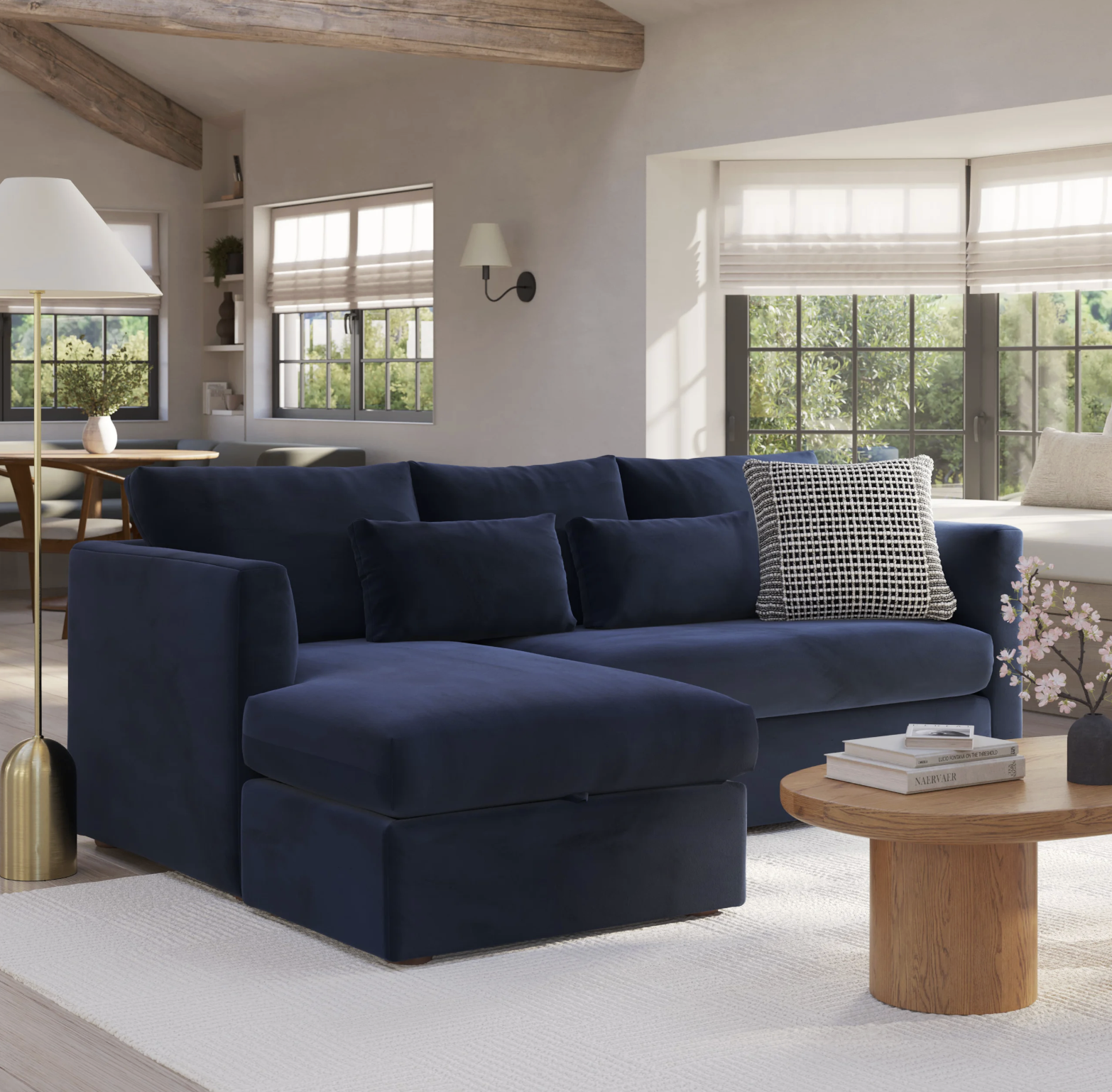 Article Marina 90" Velvet Reversible Storage Sectional