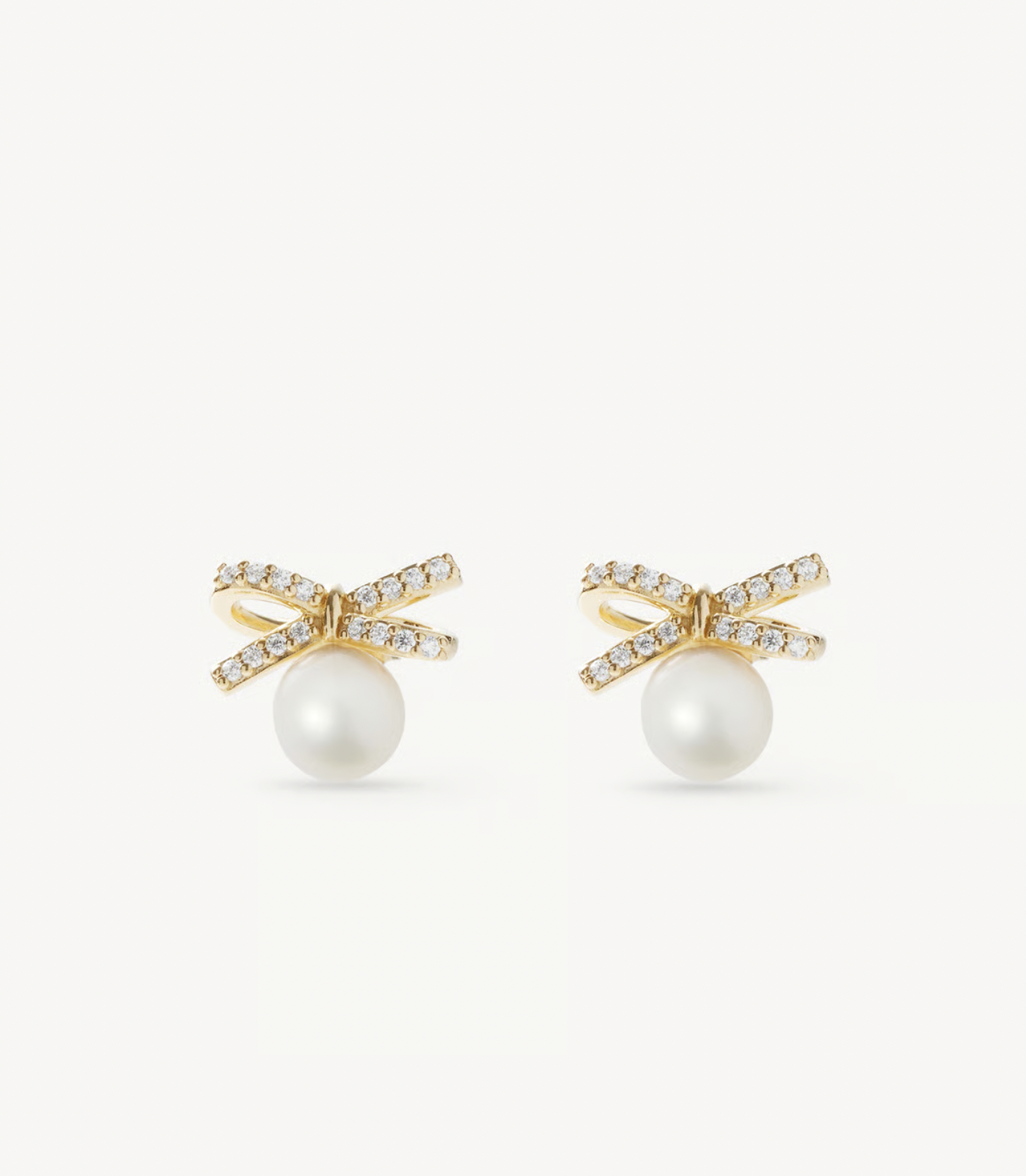 Aspinal of London Diamond &amp; Pearl Bow Stud Earrings