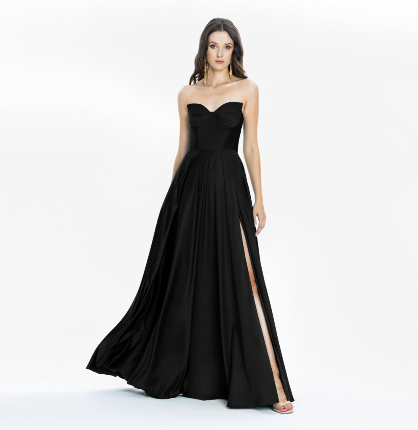 Angelika Jozefczyk Black Satin Corset Evening Gown Viena (via Wolf &amp; Badger)
