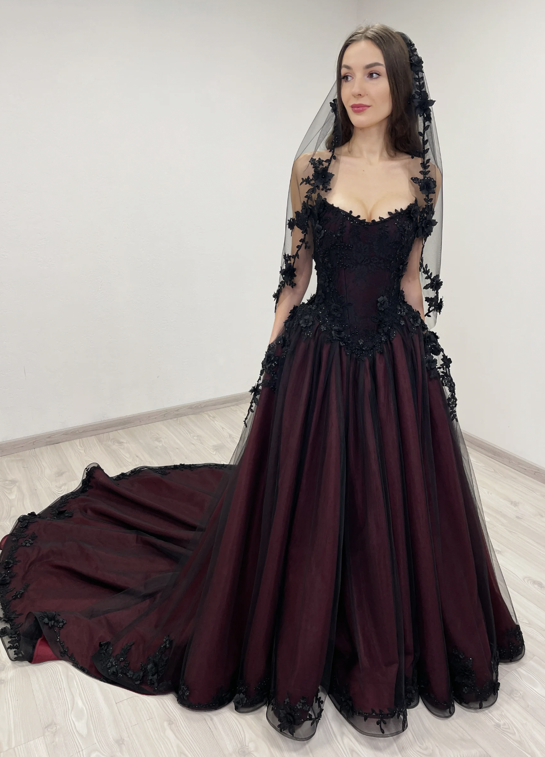 Sherbon Clothing ROSALIA Red and Black Corset Gown
