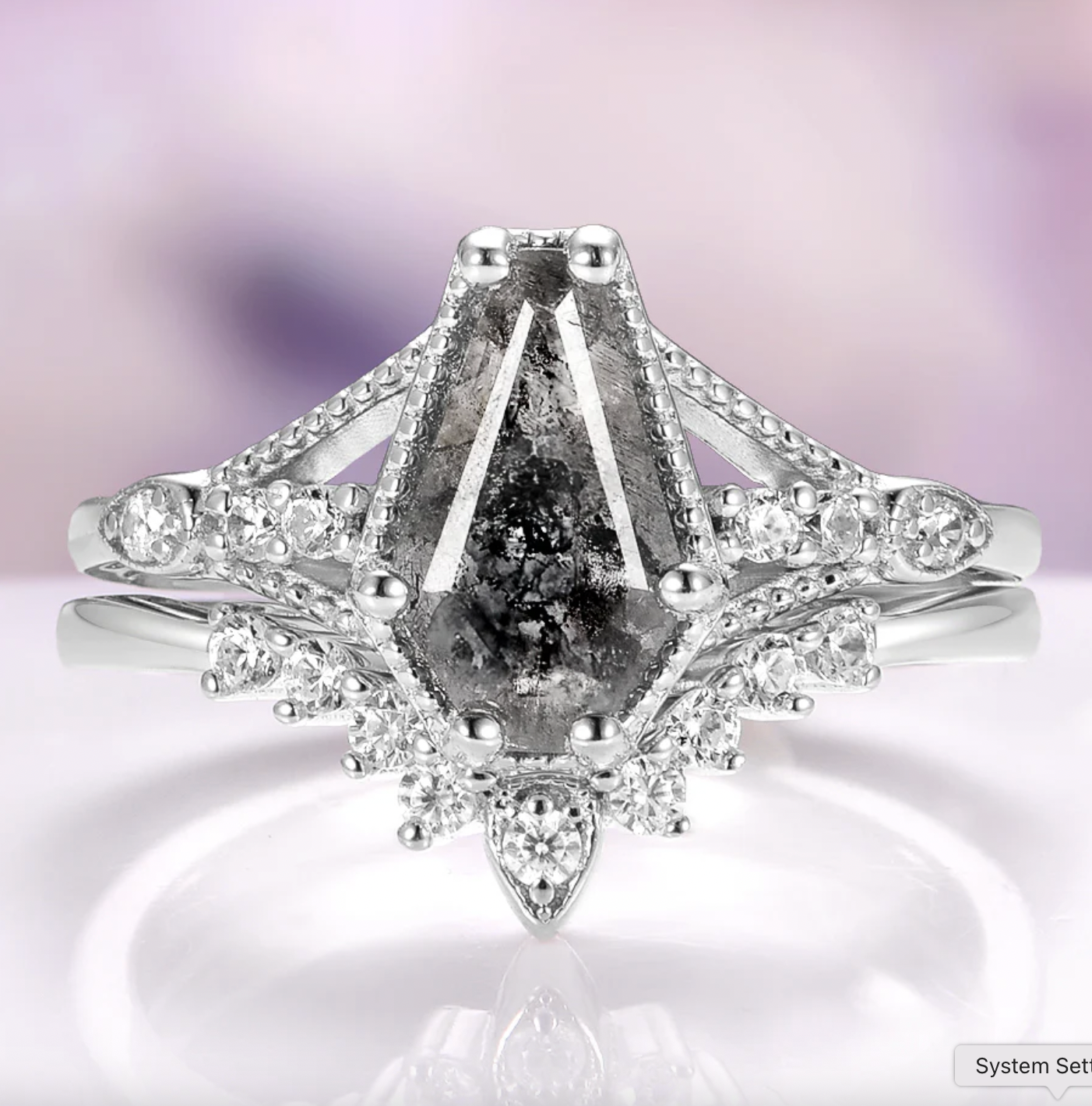 Aquamarise Lilith Natural Herkimer Diamond Ring Set in Sterling Silver