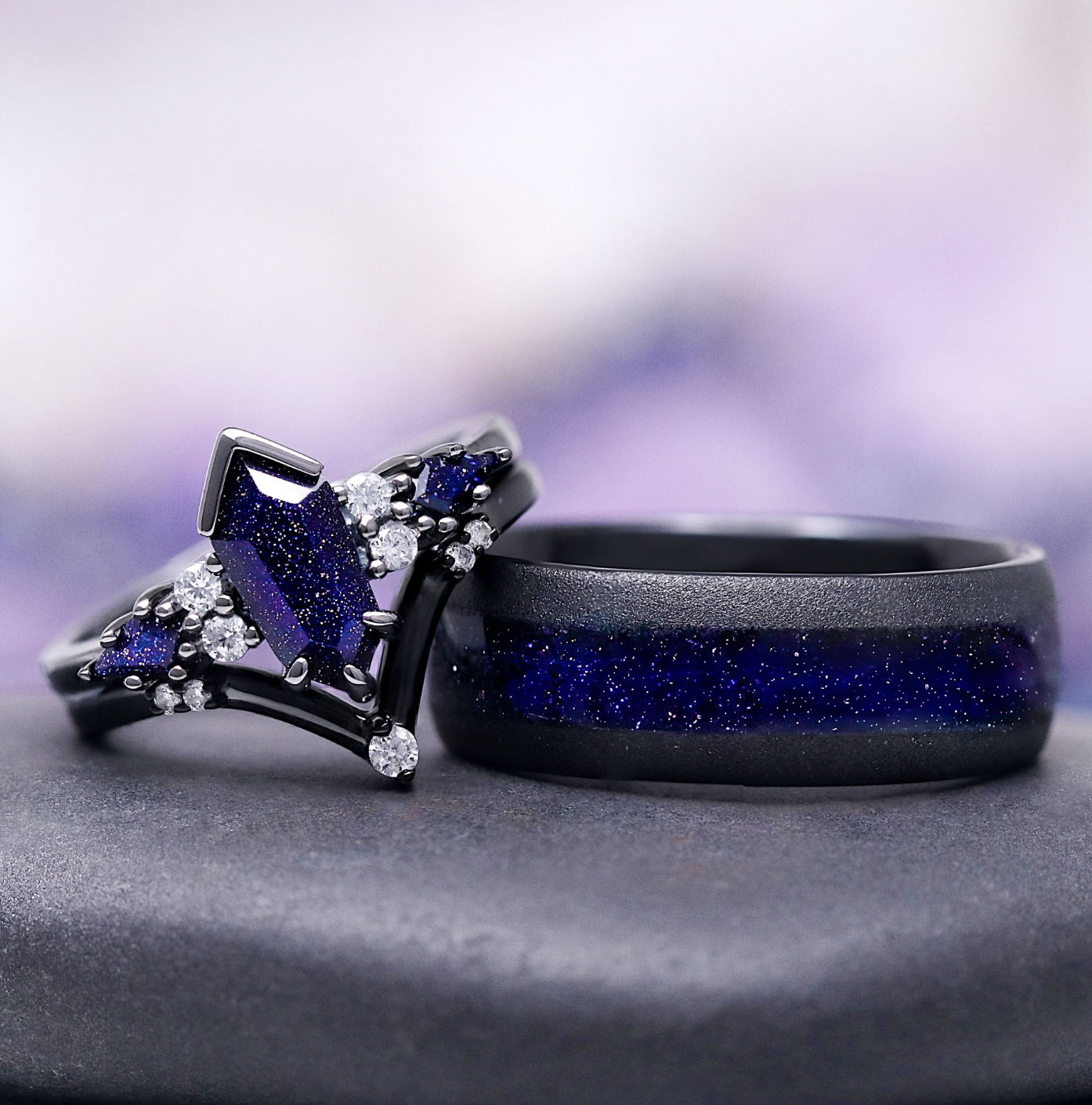 Aquamarise Starry Night™ Couples Ring Set