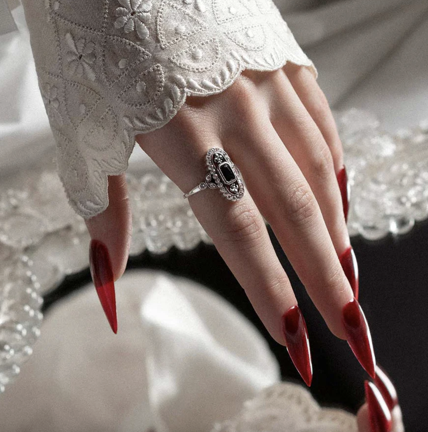 Regal Rose VANYA. Vampesque Black Onyx Ring