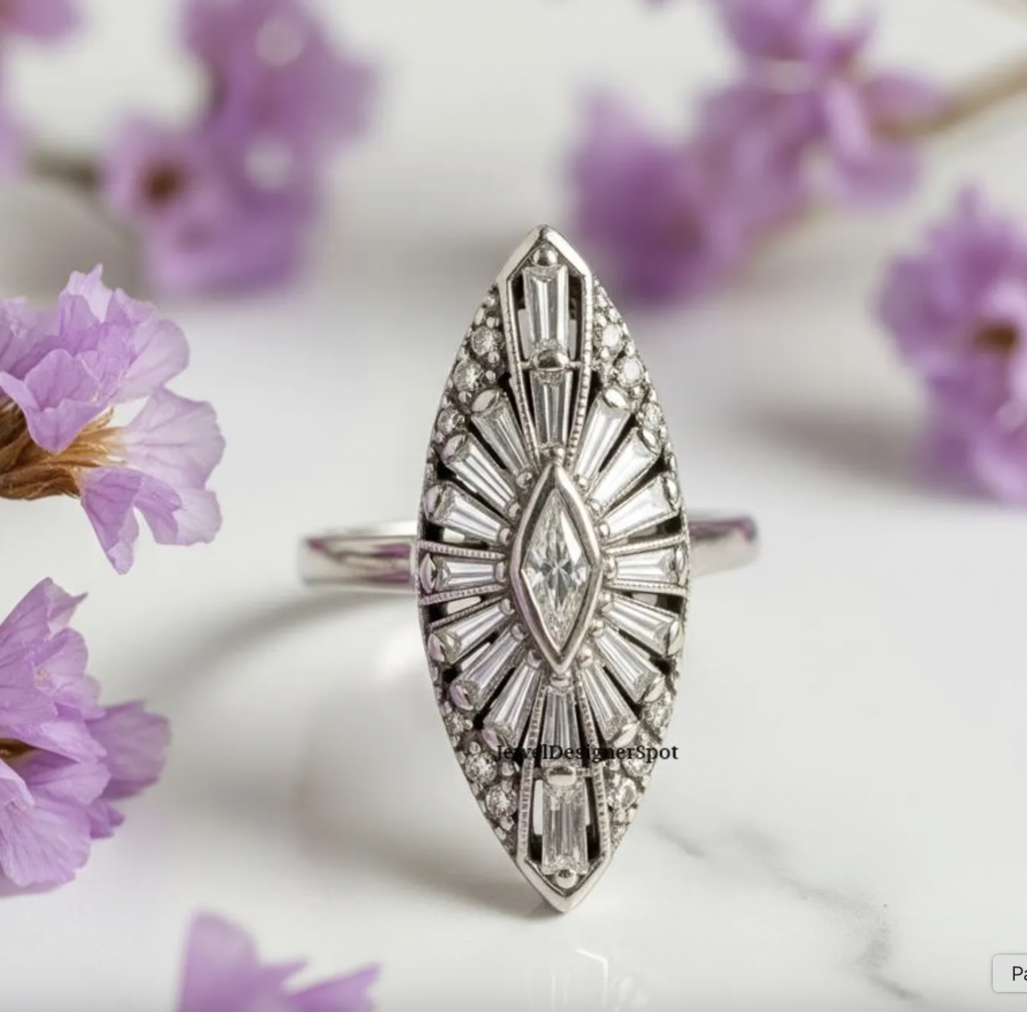 Jewel Designer Spot (via Etsy) Circa 1920 Edwardian Art Deco Ring