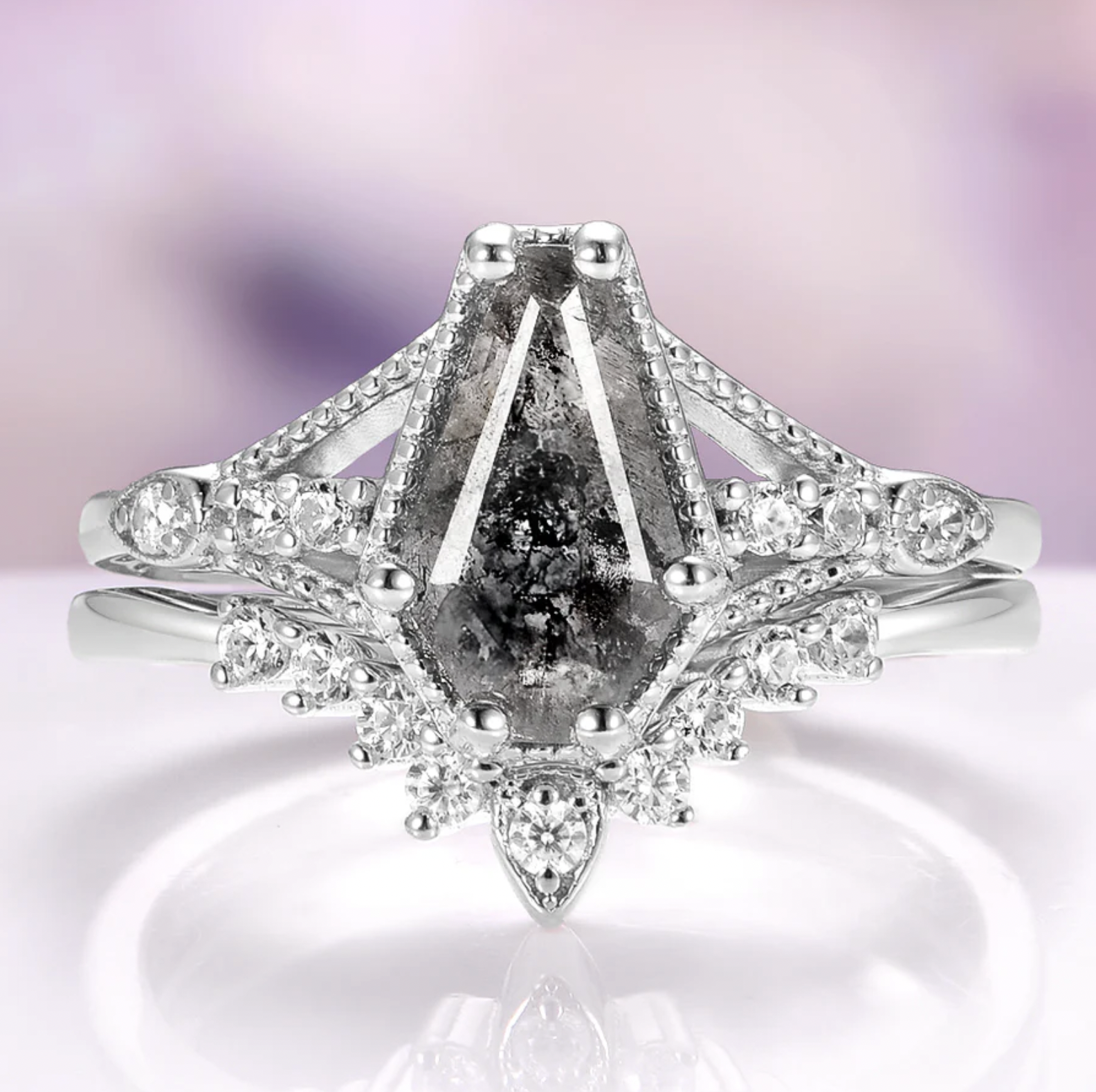 Aquamarise Lilith Natural Herkimer Diamond Ring Set in Sterling Silver