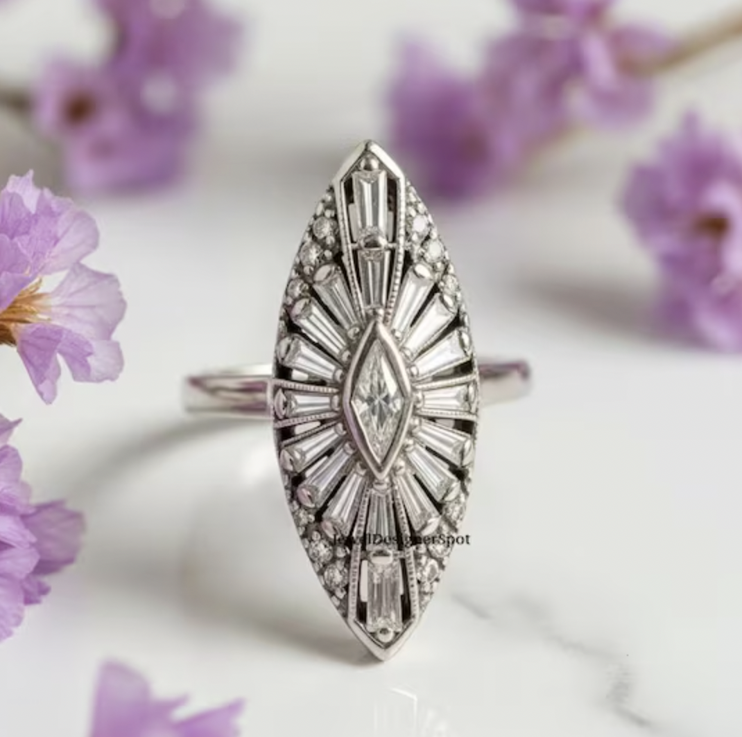 Jewel Designer Spot (via Etsy) Circa 1920 Edwardian Art Deco Ring