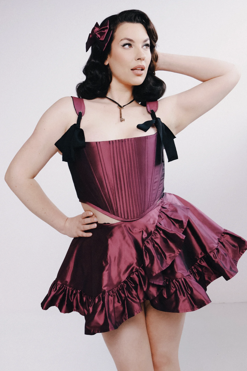 Hopeless Lingerie Anais Corset Dark Pink Silk Taffeta