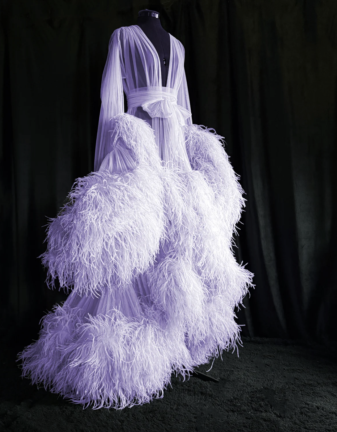 Catherine D'Lish Ultra-Deluxe Ostrich "Cassandra" Dressing Gown