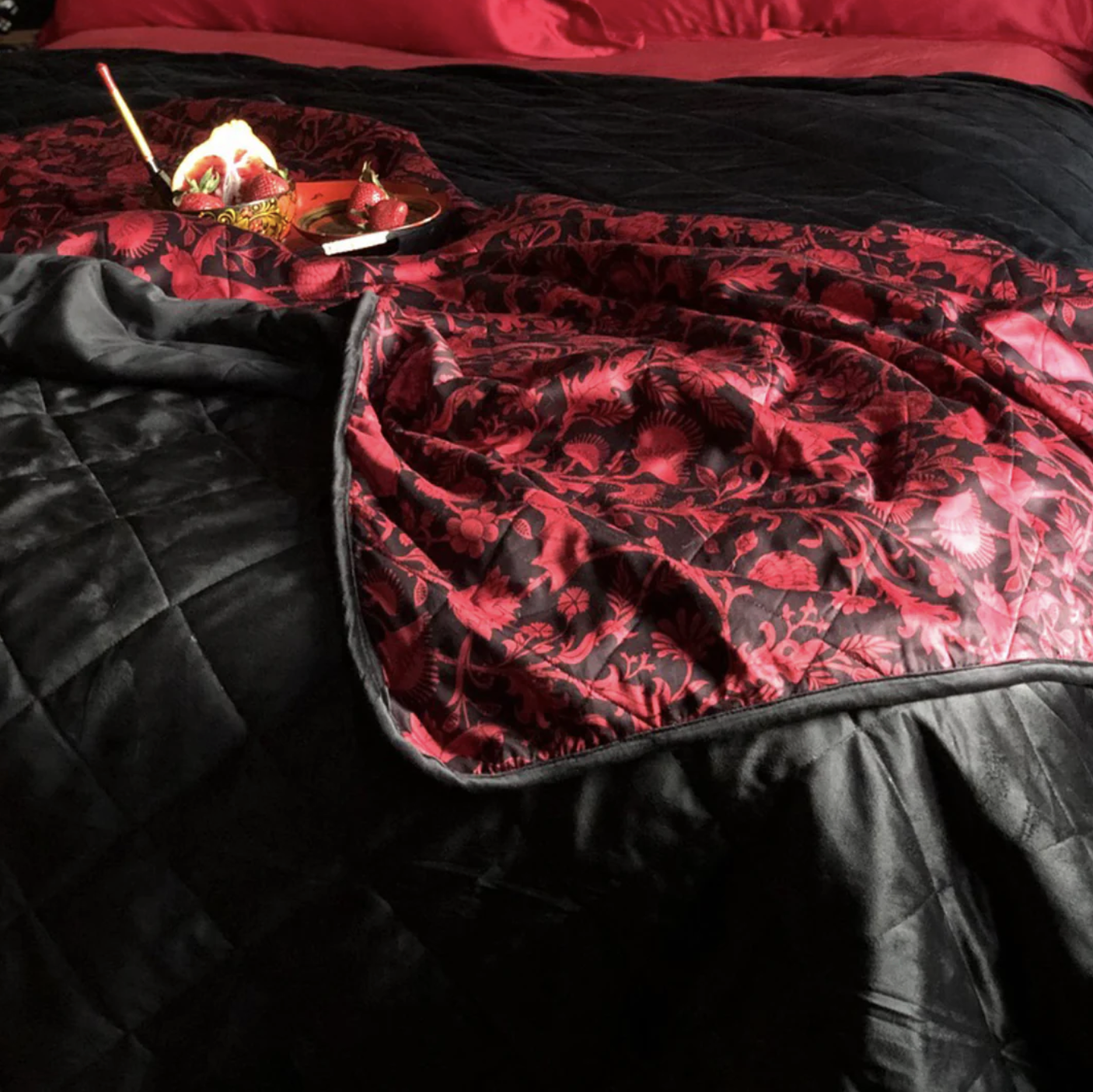 Sinin Linen Scarlet Bat Velvet Blanket