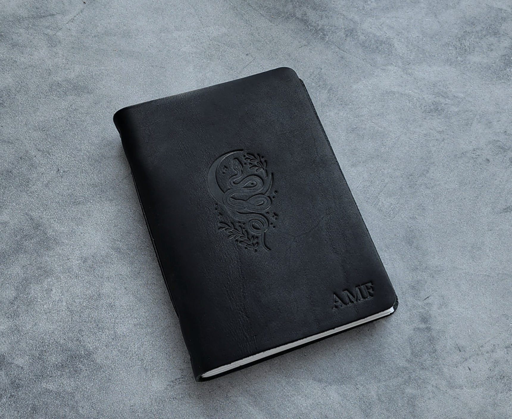 Forest Nine Personalized Leather Journal with Snake