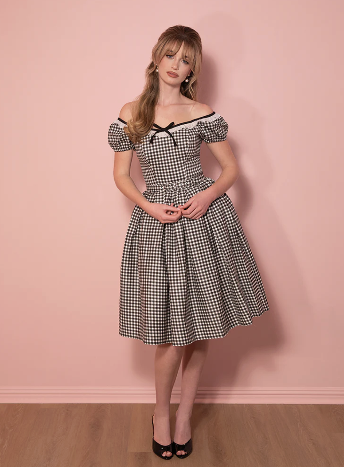 Vixen by Micheline Pitt Bardot Beauty Gingham Swing Dress