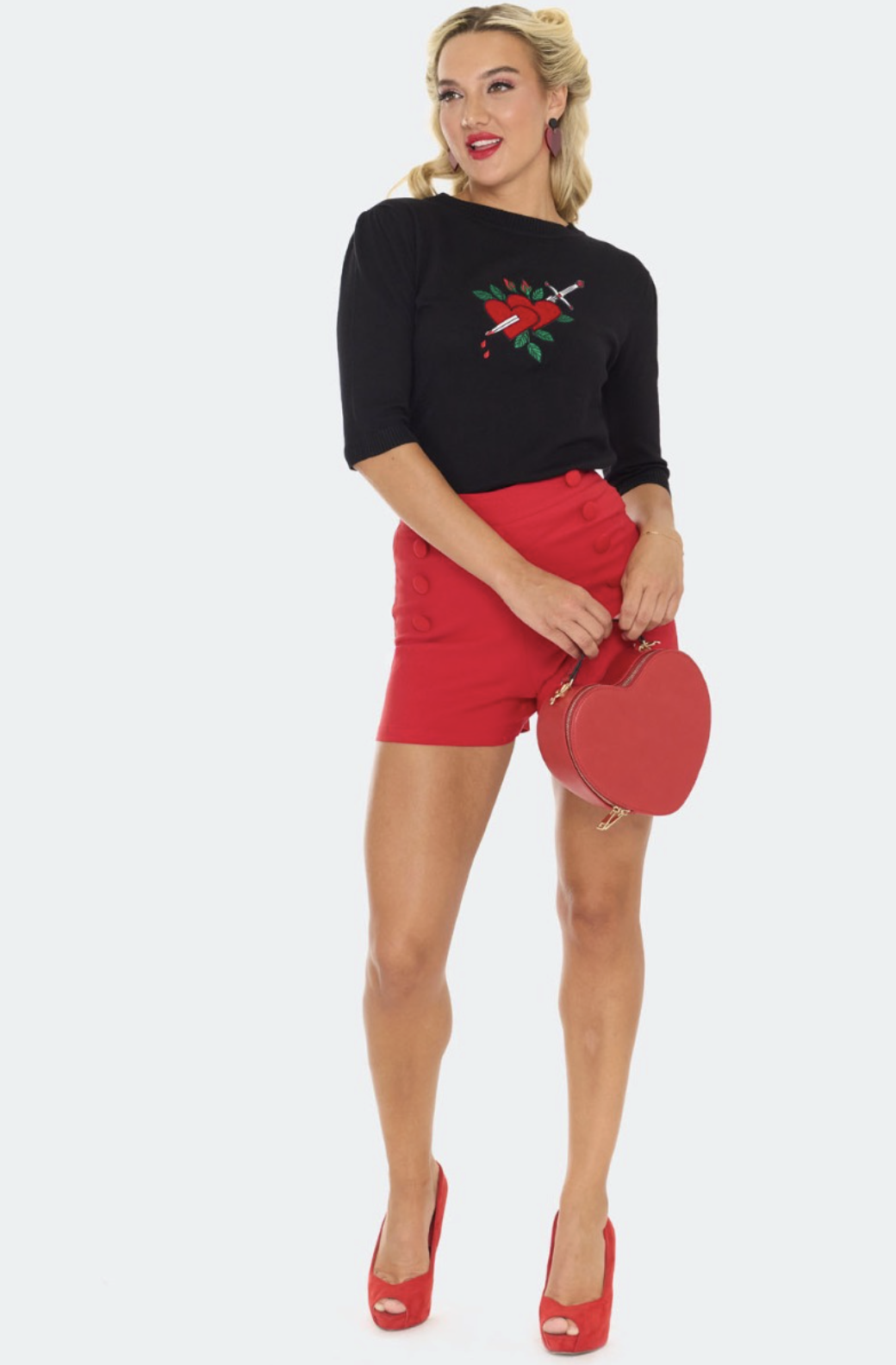 Voodoo Vixen Heart and Dagger Embroidered Sweater