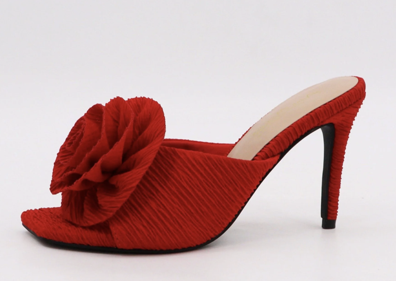 Unique Vintage Red Rose Peep Toe Stiletto Heels