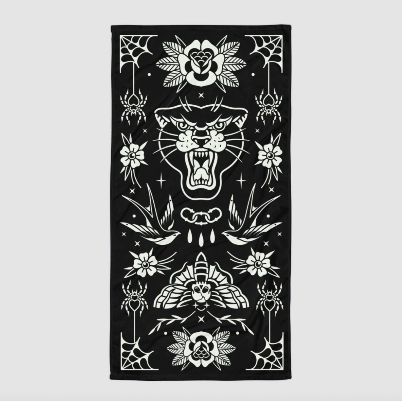 Goth Cloth Old School Ink Beach Towel