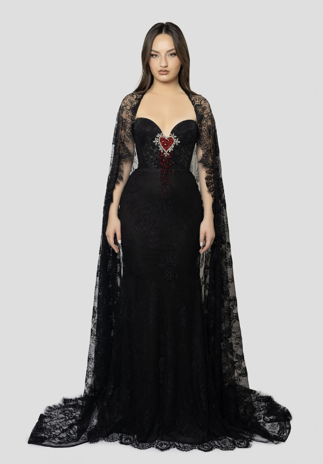 Valentine Heart Embroidered Lace Dress