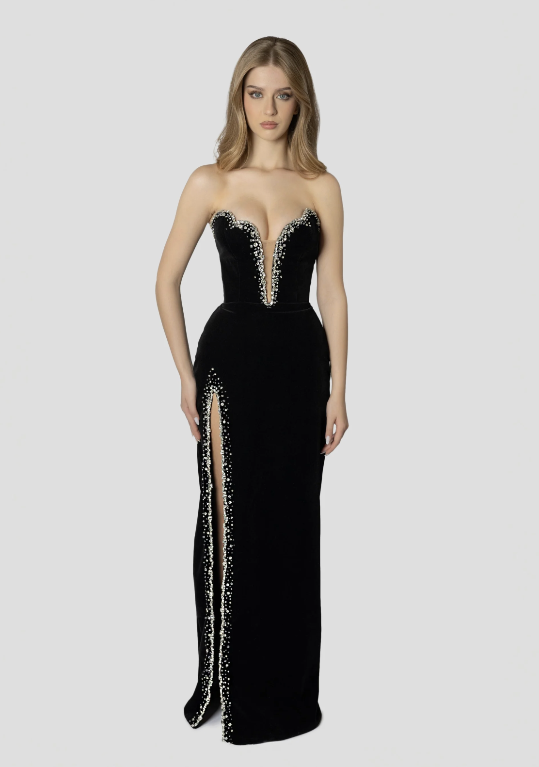 Valentine High Slit Black Dress