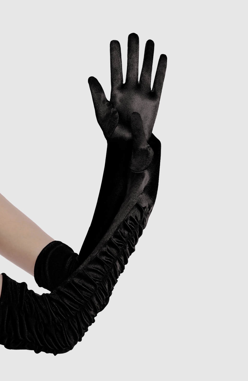 Babeyond 20.5" Wave Pleated Satin Stretchy Gloves