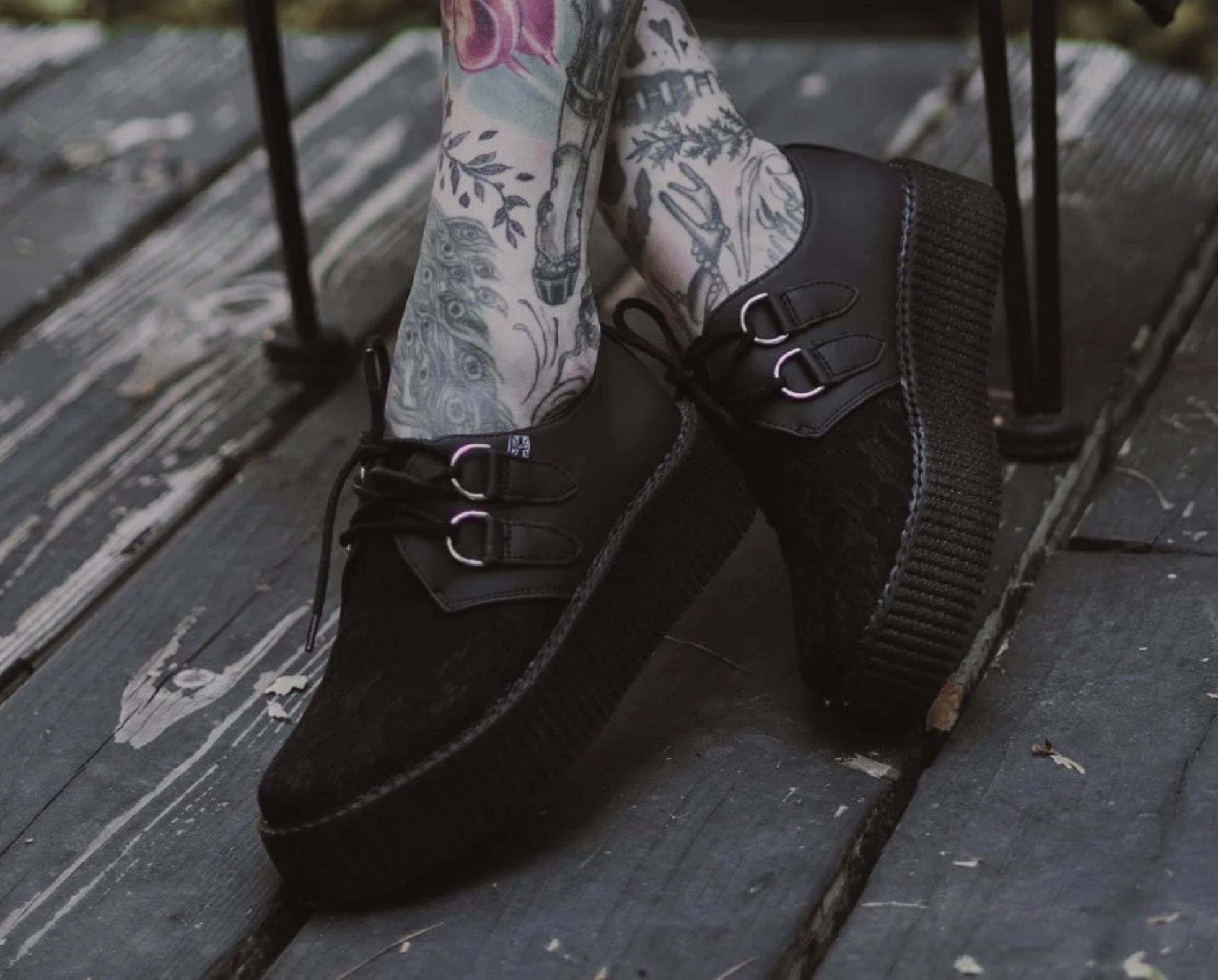 T.U.K. Footwear Black Lace Viva Mondo Creeper