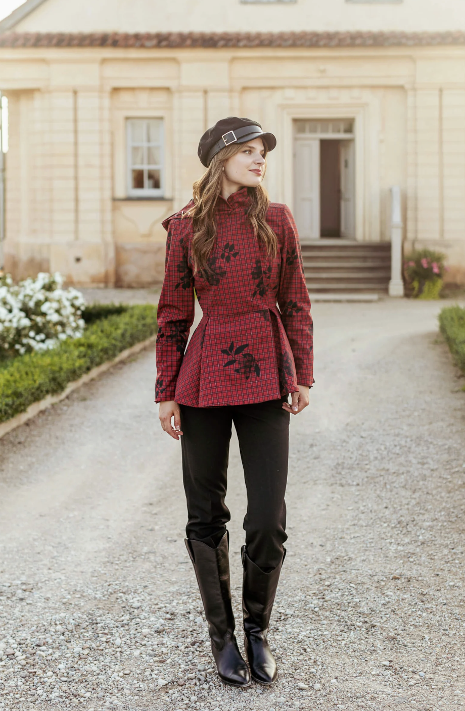 Double Breasted Jacket with Detachable Hood in Red