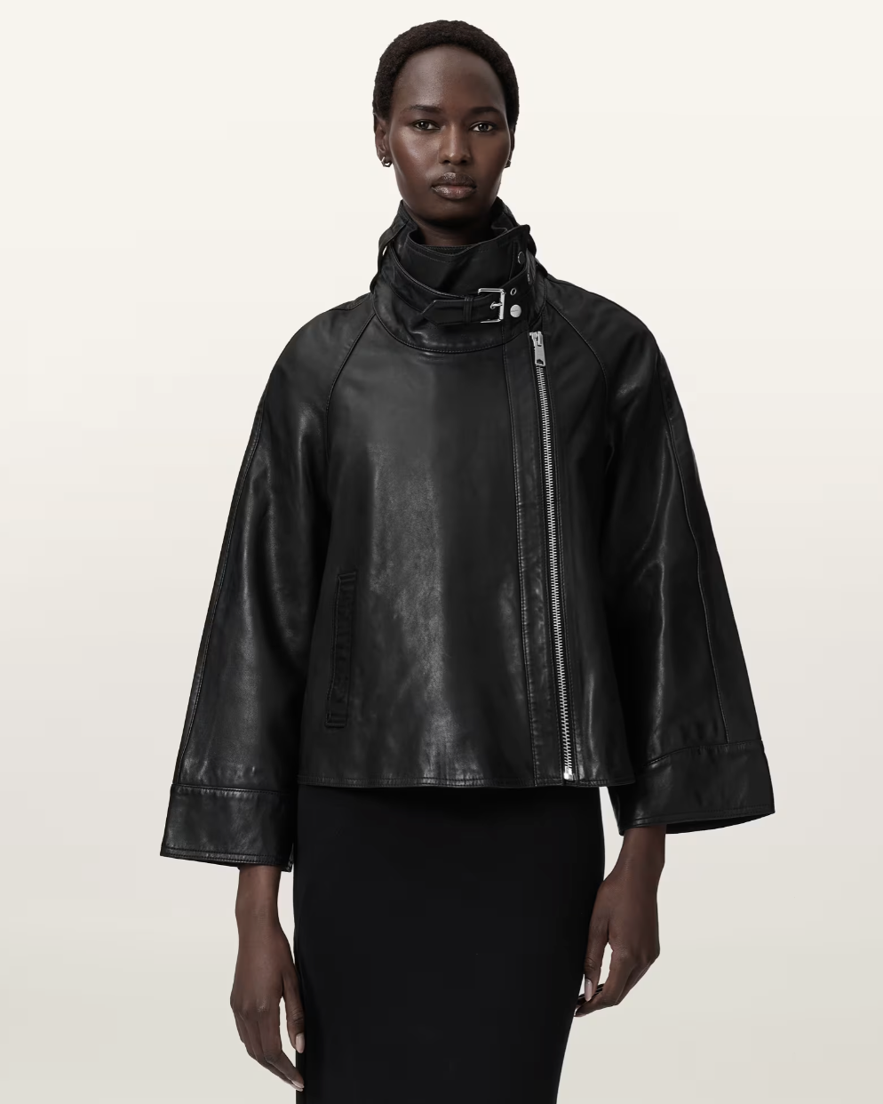 AllSaints Rhodes Relaxed Fit Leather Jacket