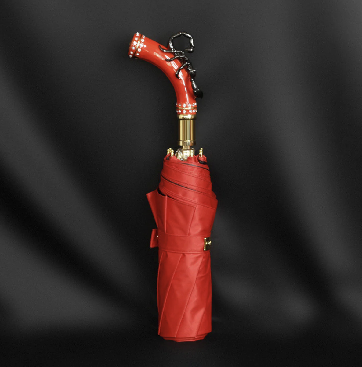 Luxbrellas Fancy Red Umbrella with Scorpion Handle