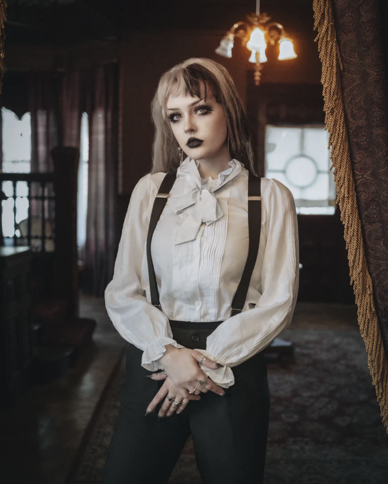 Lively Ghosts Bateman Button Down Shirt ft. Removable Bow