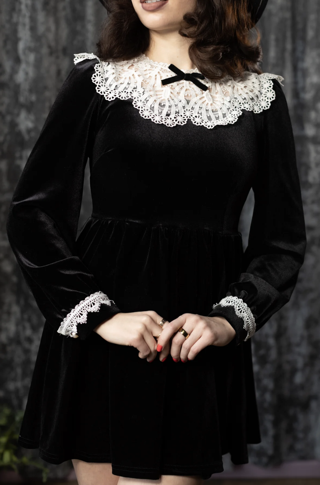 Cult &amp; Lore (via Witchwood) Elora Velvet Mini Dress with Collar