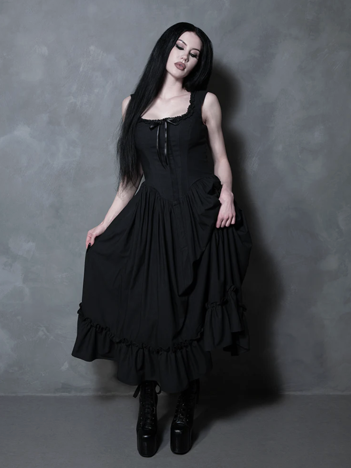 La Femme En Noir Nightshade Underpinning Dress in Antique Black