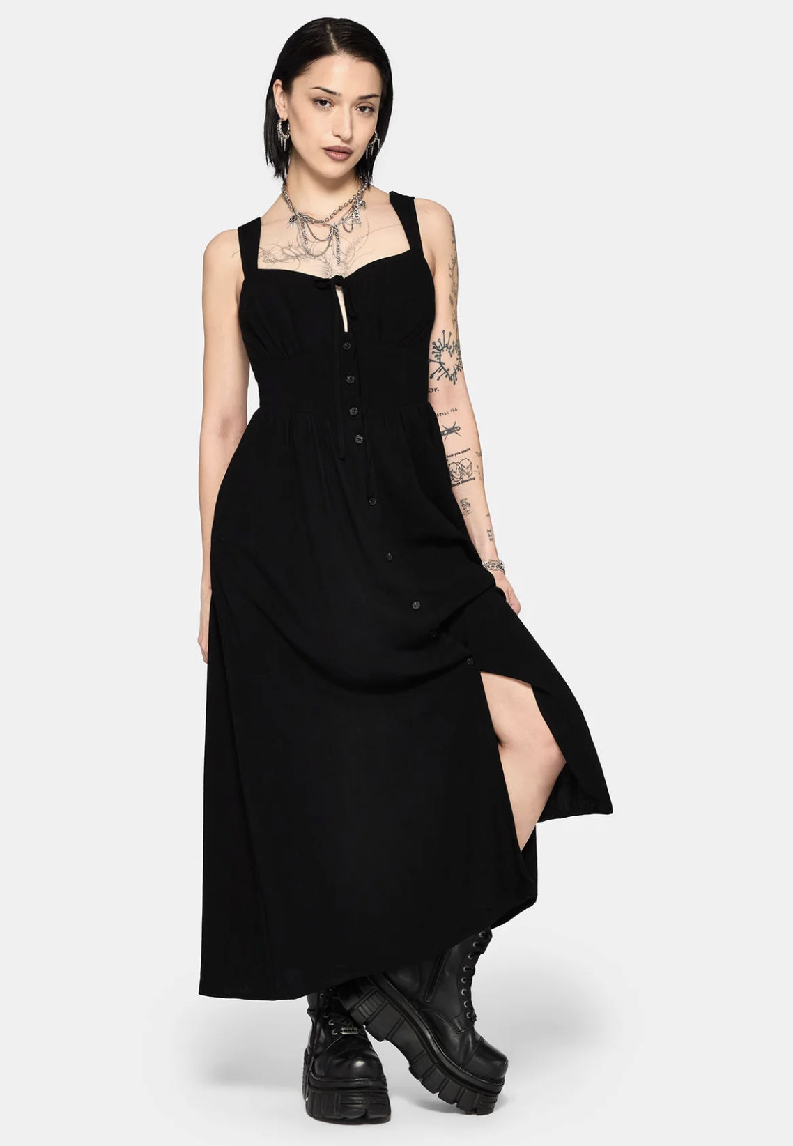 Disturbia Miseria Shirred Midaxi Dress