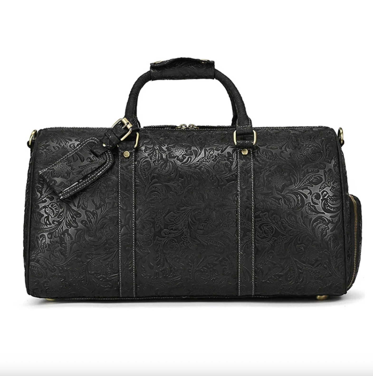 Luke Case  Retro Floral Leather Duffle Bag