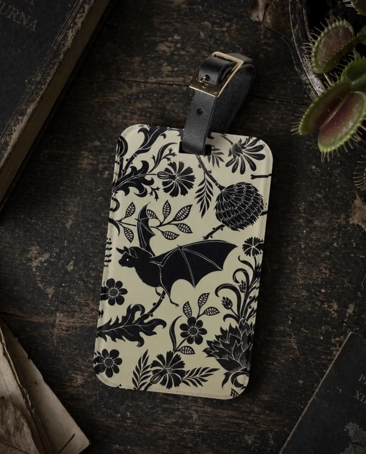 LaceGhoulBoutique (via Etsy) Floral Bat Gothic Luggage Tag