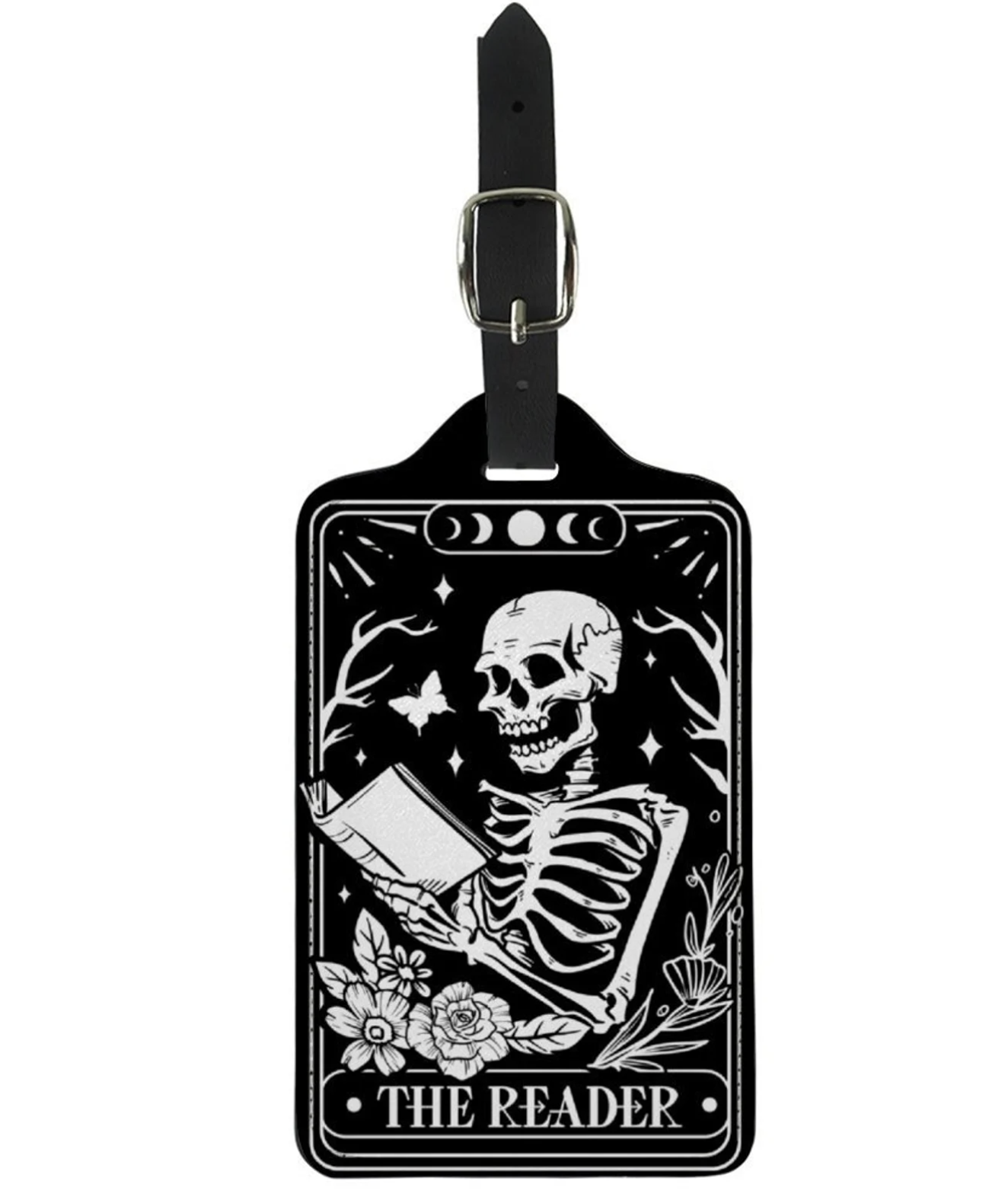 Four Coffins (via Etsy) Goth Skeleton Tarot Card Luggage Tag