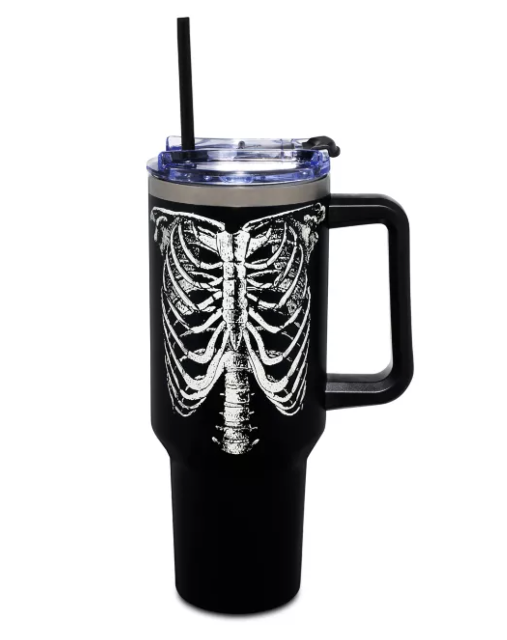 Spencer's Glow in the Dark Rib Cage Travel Tumbler with Straw - 40 oz.