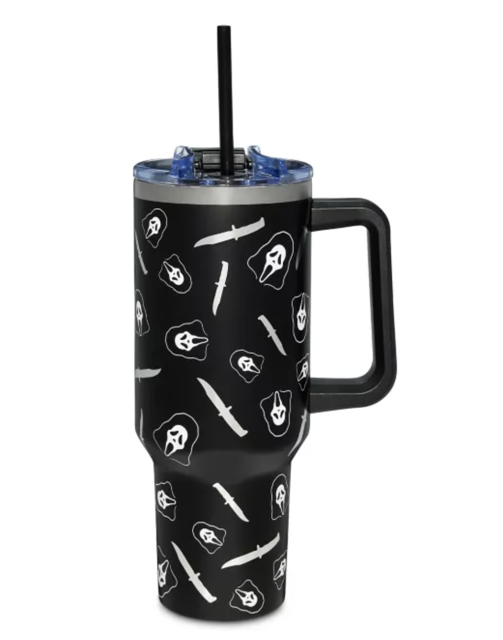 Spencer's Ghost Face Metallic Knife Print Travel Tumbler with Straw - 40 oz.