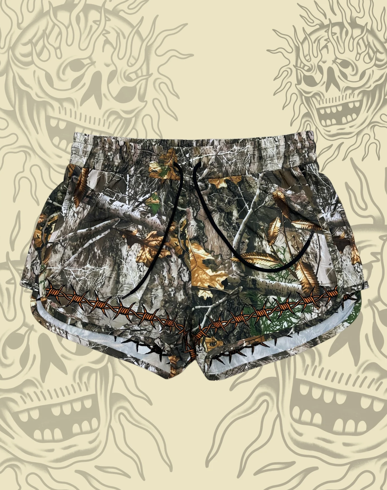 Take to the Grave Camo Barbed Wire Booty Shorts