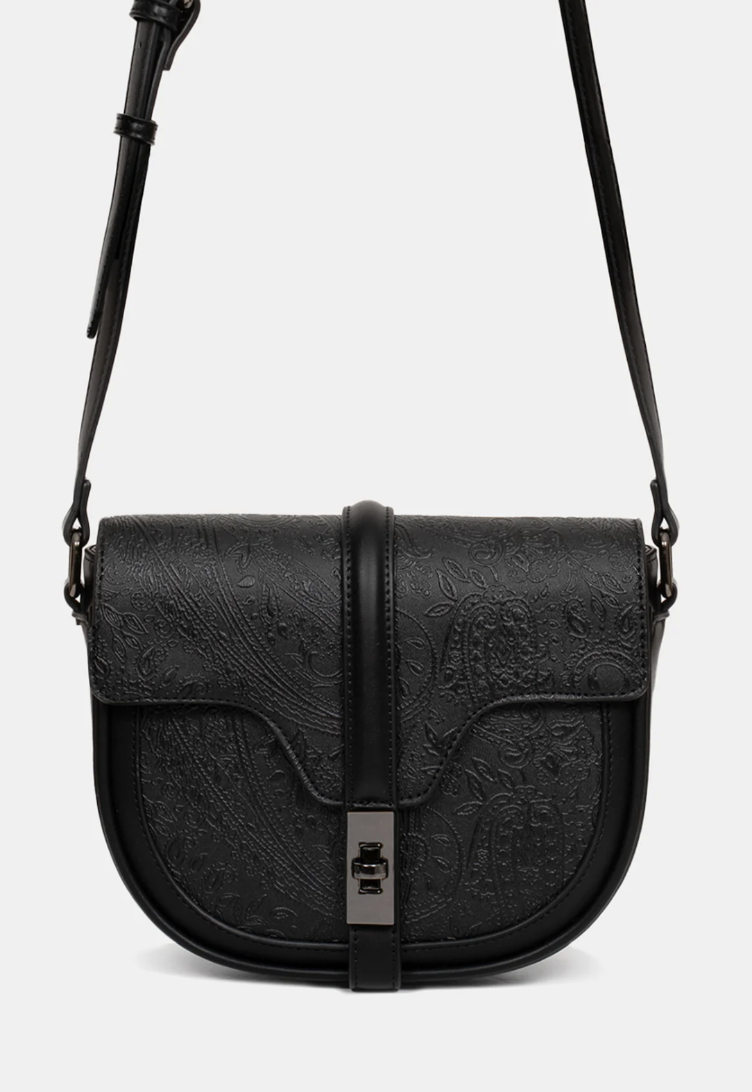 Disturbia Cypress Paisley Debossed Crossbody Satchel Bag