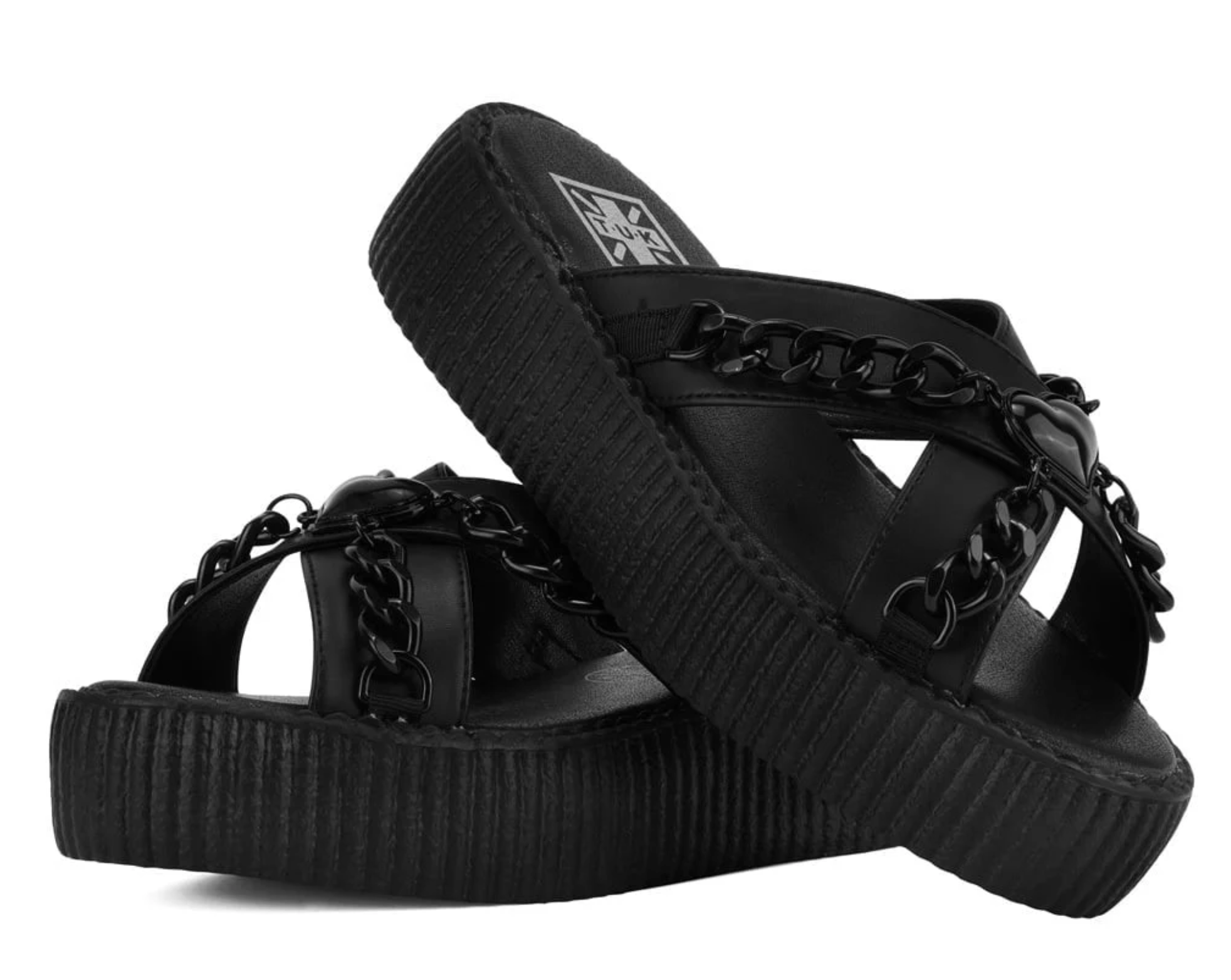 T.U.K. Footwear, As seen on #TUKSHOES / #TUKOFTHEDAY fans! Black TUKskin Heart Chain Viva Mondo Sandal