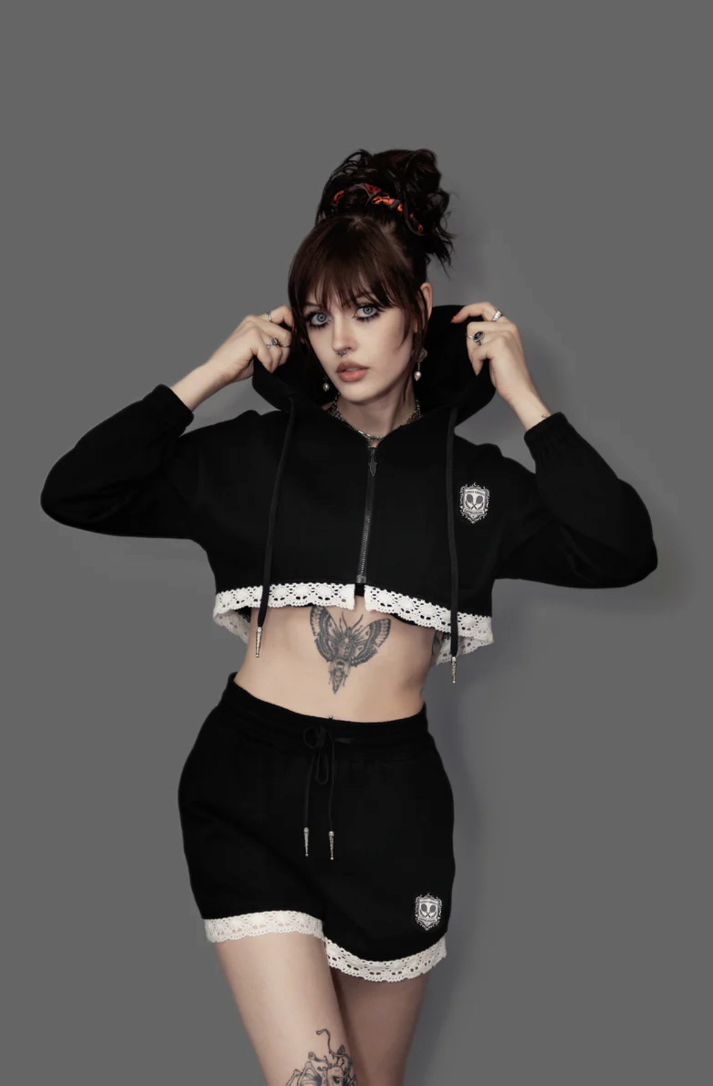 Lively Ghosts, Moonlace Cropped Hoodie + Shorts