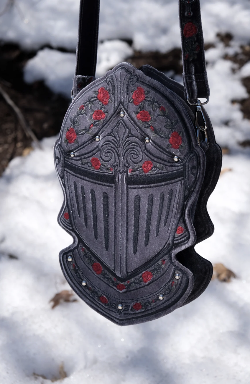 Folkloress, Stormy Gray Knight Helmet Crossbody Bag