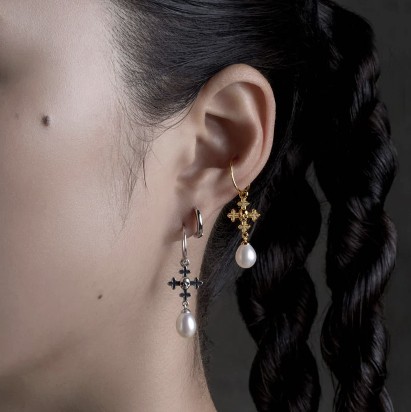 Regal Rose, OPHELIA. Medieval Cross Hoop Earrings