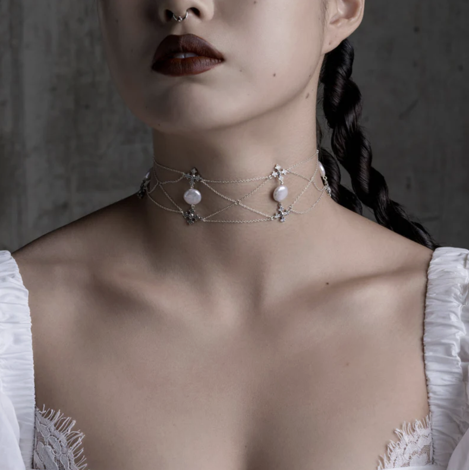 Regal Rose, OPHELIA. Medieval Cross Choker 